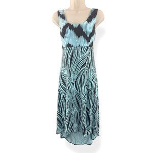 Tommy Bahama Aqua Brown Mixed Print Sleeveless Soft Knit‎ Dress Size M Summer